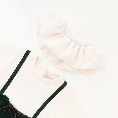 帶荷葉邊領格紋連體衣