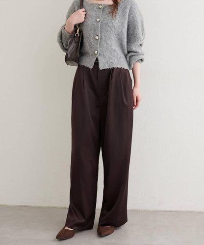 【natural couture】褶皺緞面長褲