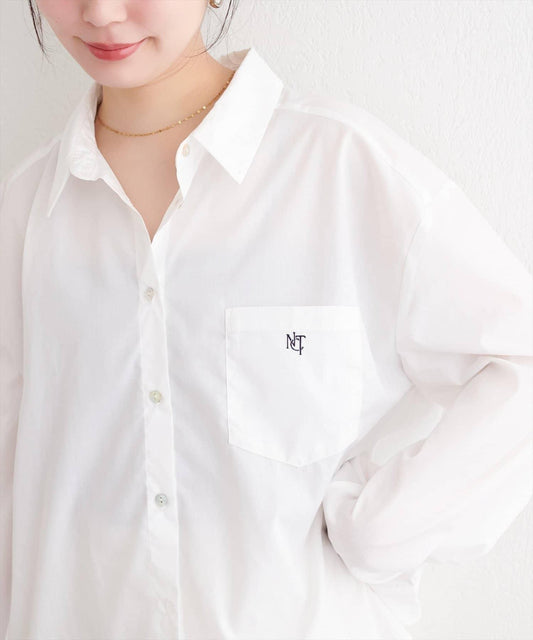 【natural couture】帶口袋刺繡寬鬆襯衫