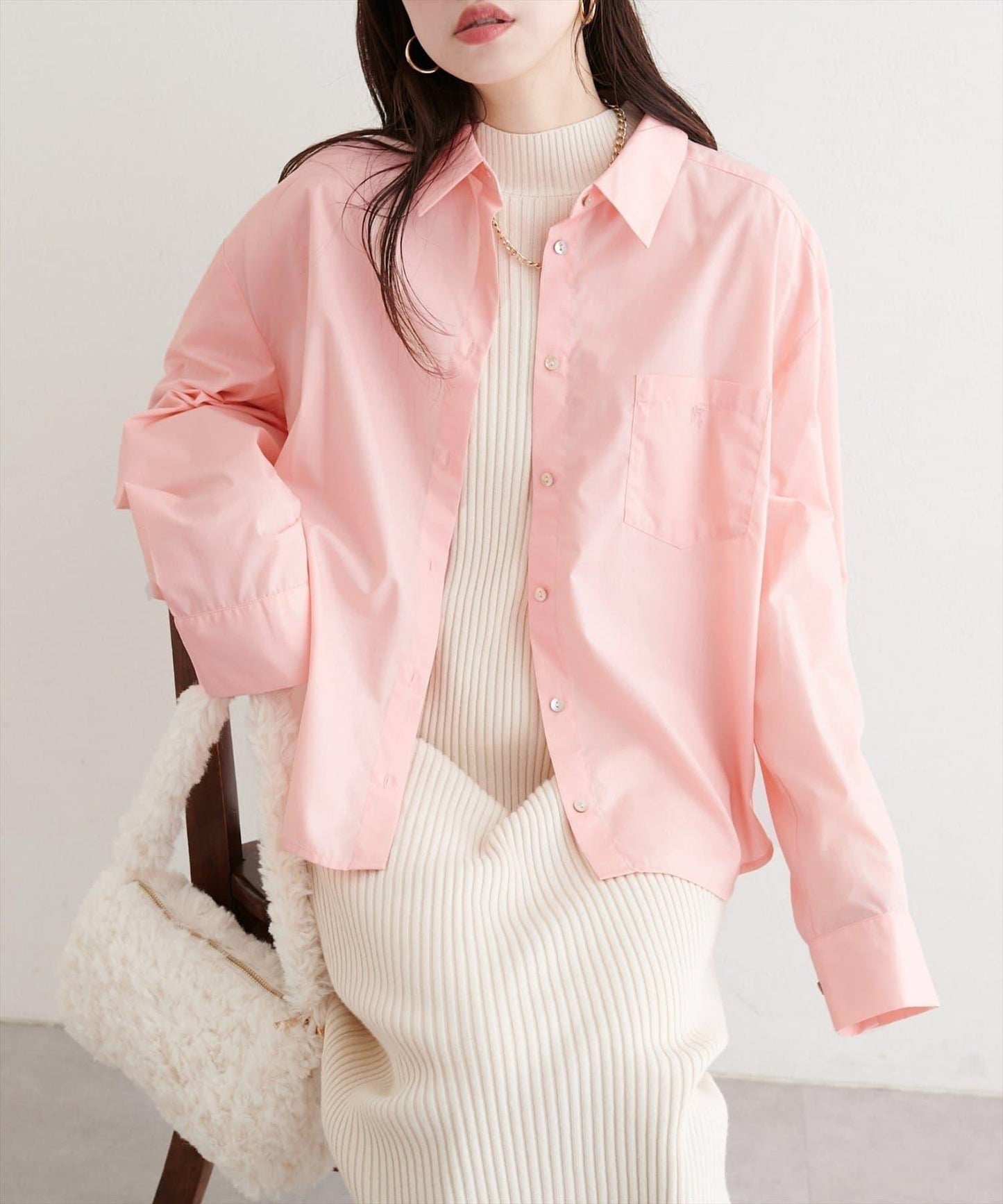 【natural couture】帶口袋刺繡寬鬆襯衫