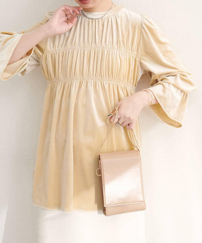 【natural couture】【canami】2WAY蝴蝶結天鵝絨襯衫