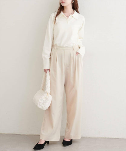 【natural couture】褶皺緞面長褲