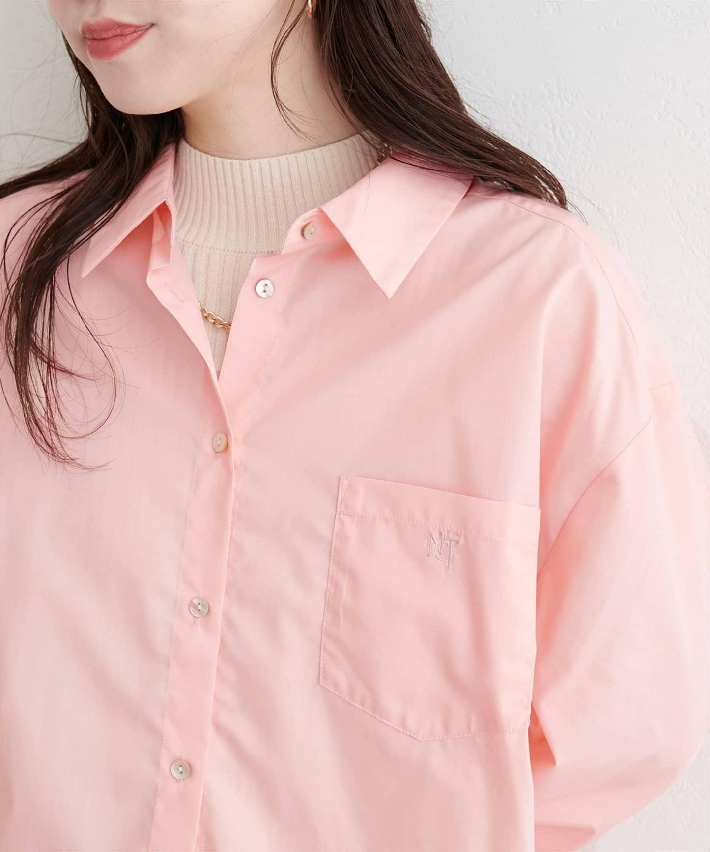 【natural couture】帶口袋刺繡寬鬆襯衫