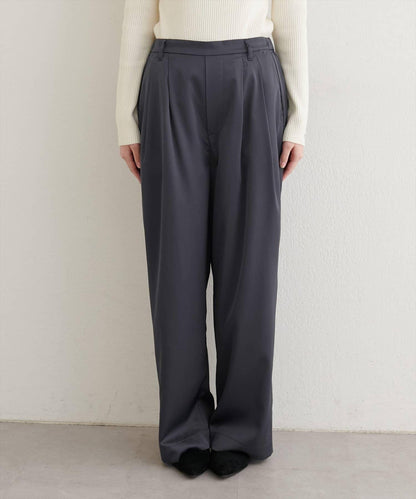 【natural couture】褶皺緞面長褲