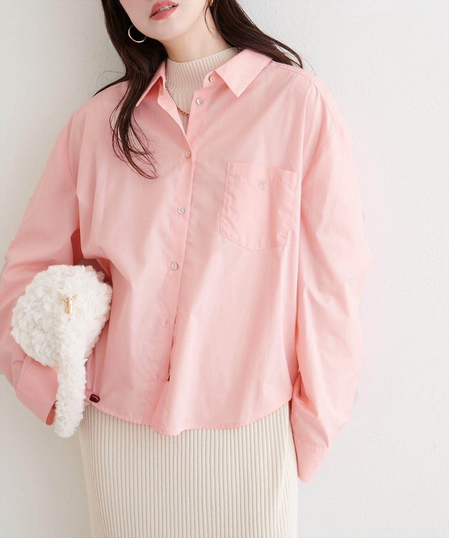 【natural couture】帶口袋刺繡寬鬆襯衫