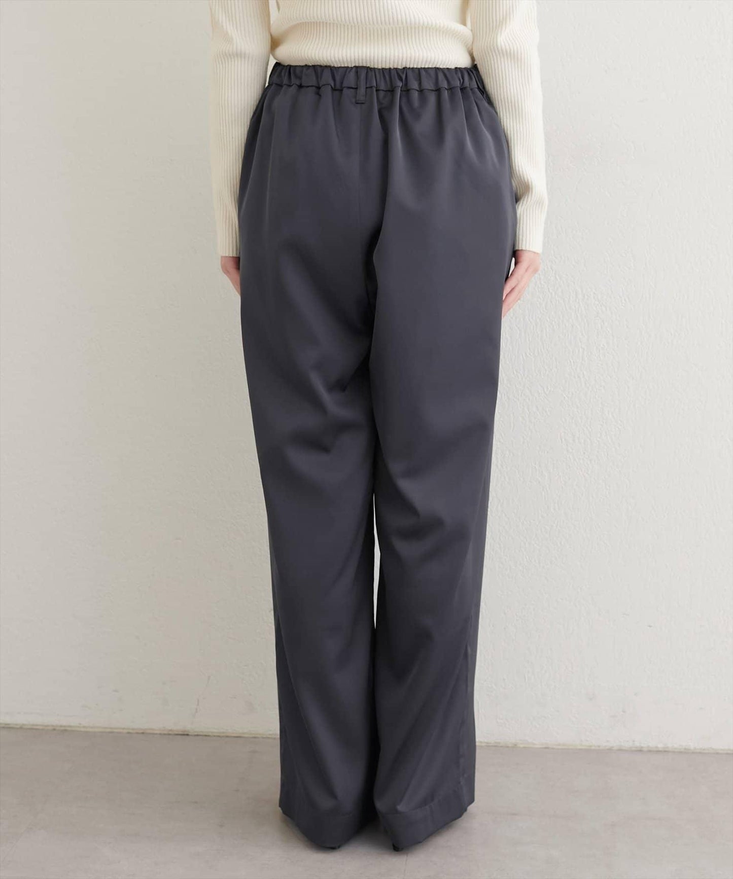 【natural couture】褶皺緞面長褲