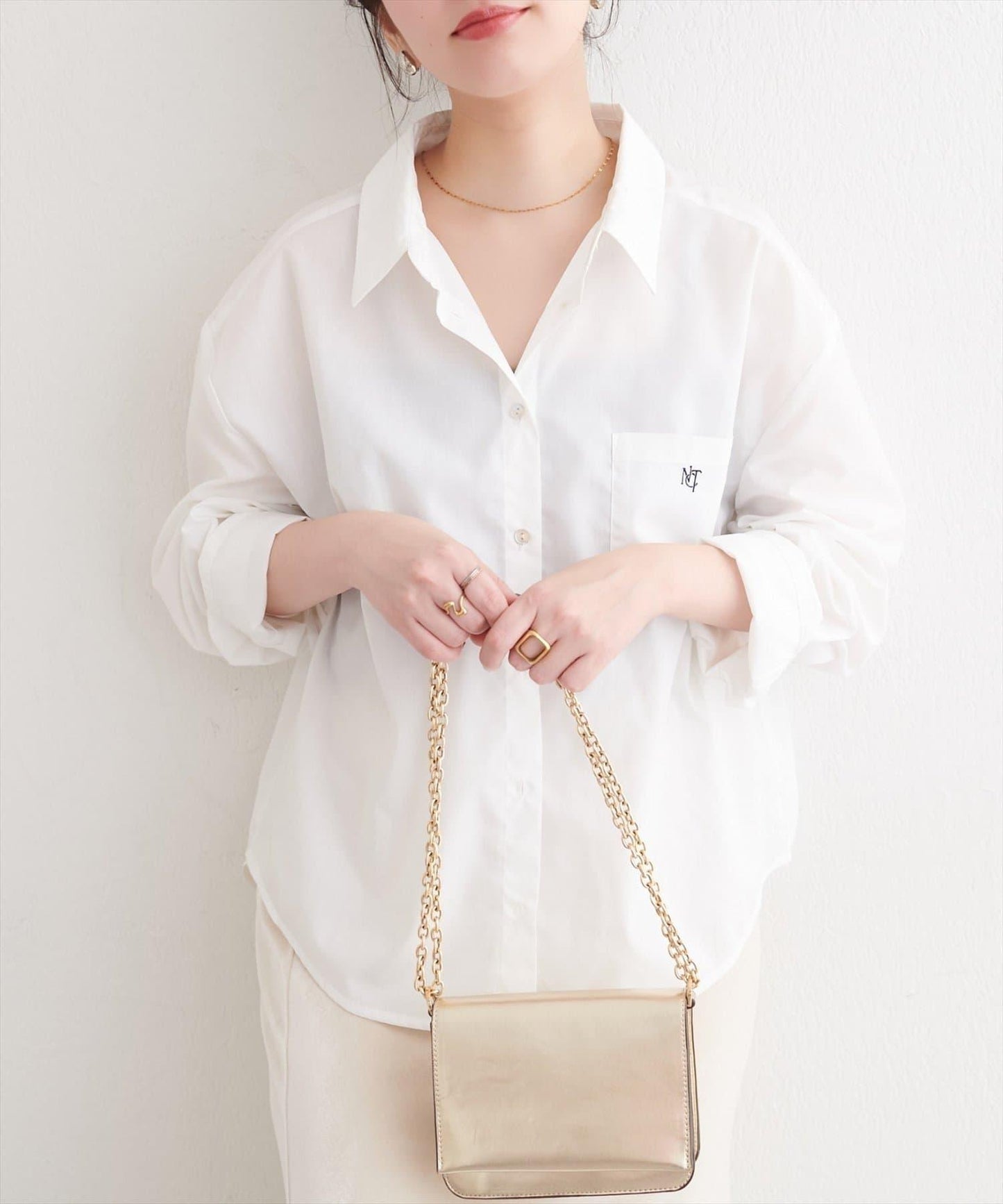 【natural couture】帶口袋刺繡寬鬆襯衫