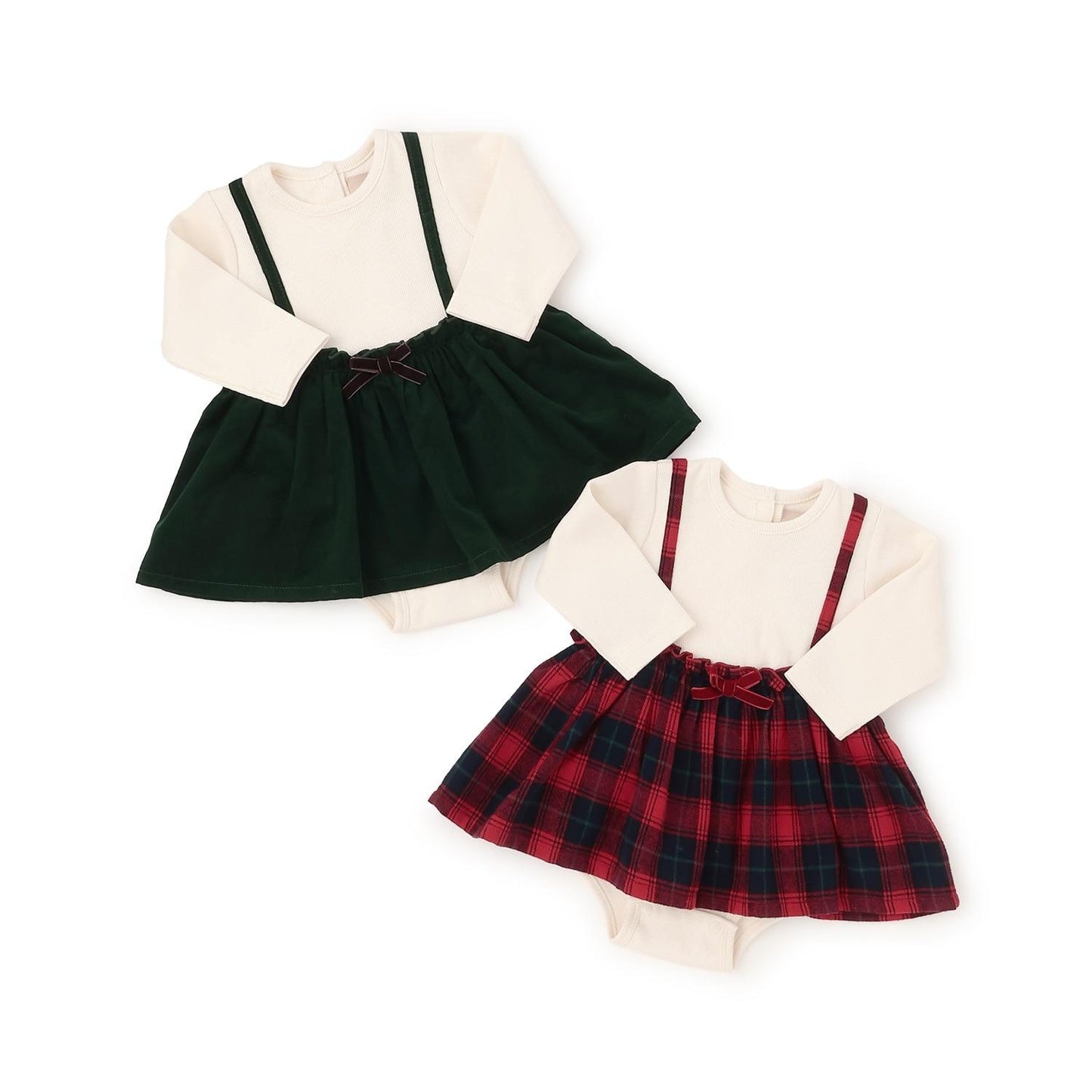 帶荷葉邊領格紋連體衣