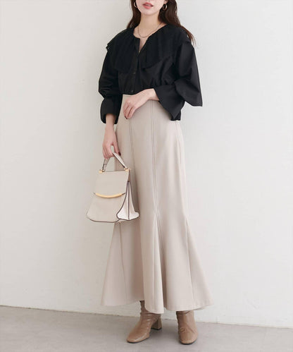 【natural couture】蕾絲斗篷領襯衫