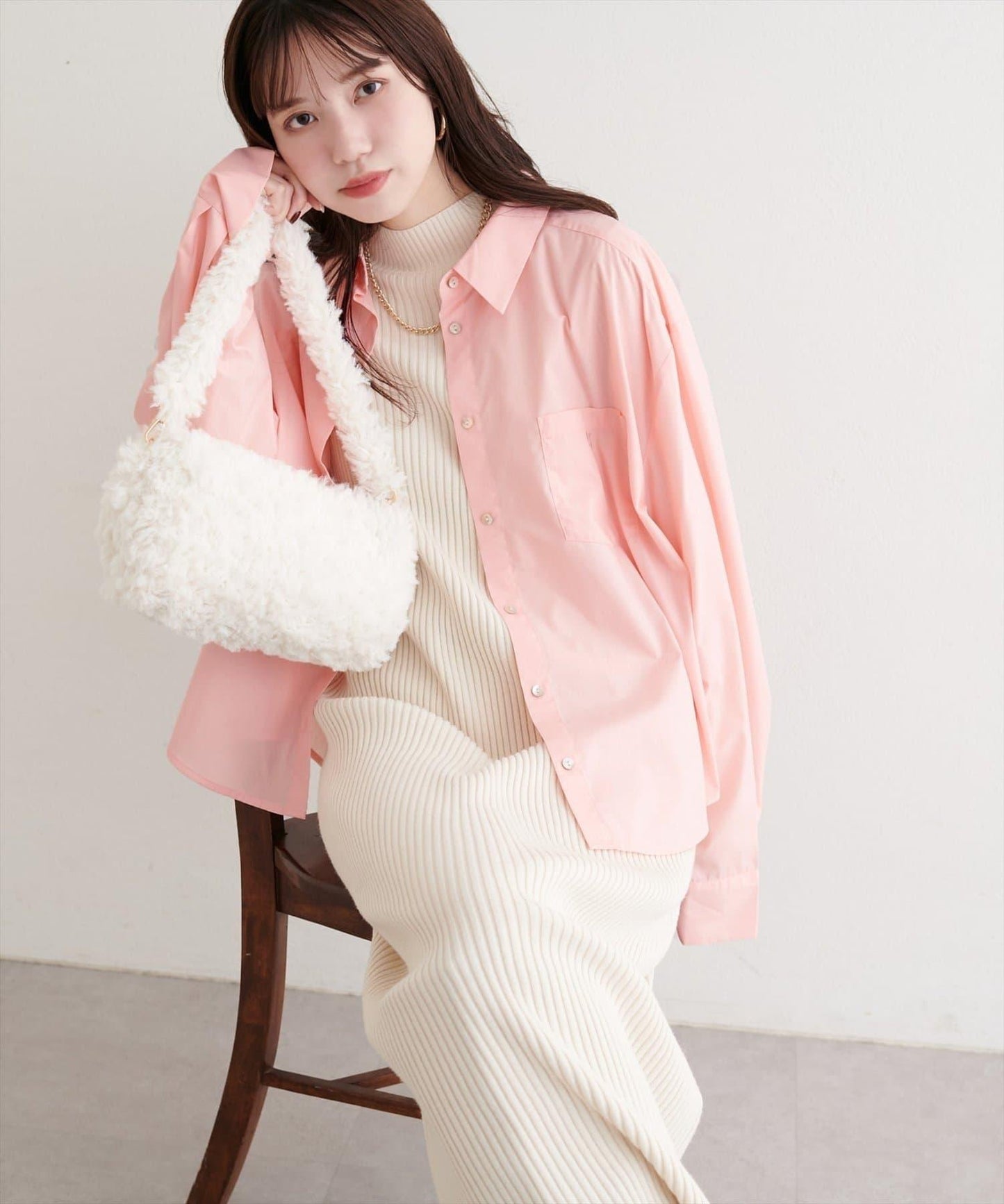 【natural couture】帶口袋刺繡寬鬆襯衫