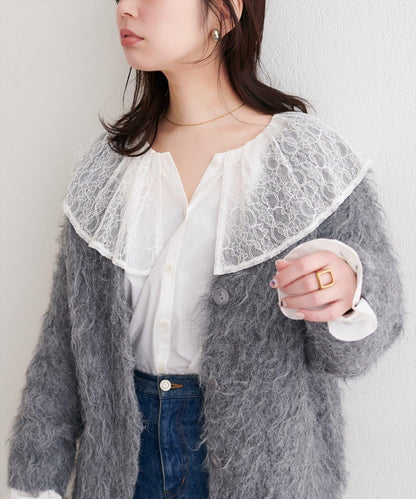 【natural couture】蕾絲斗篷領襯衫