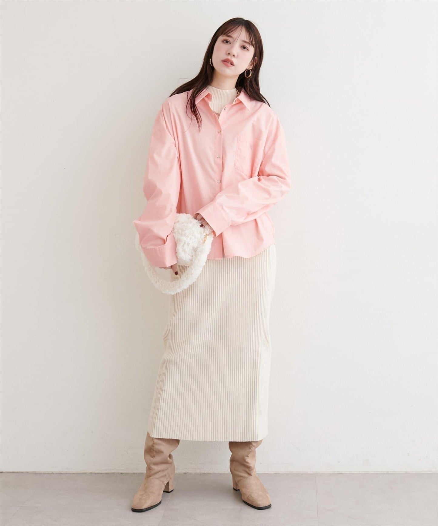 【natural couture】帶口袋刺繡寬鬆襯衫