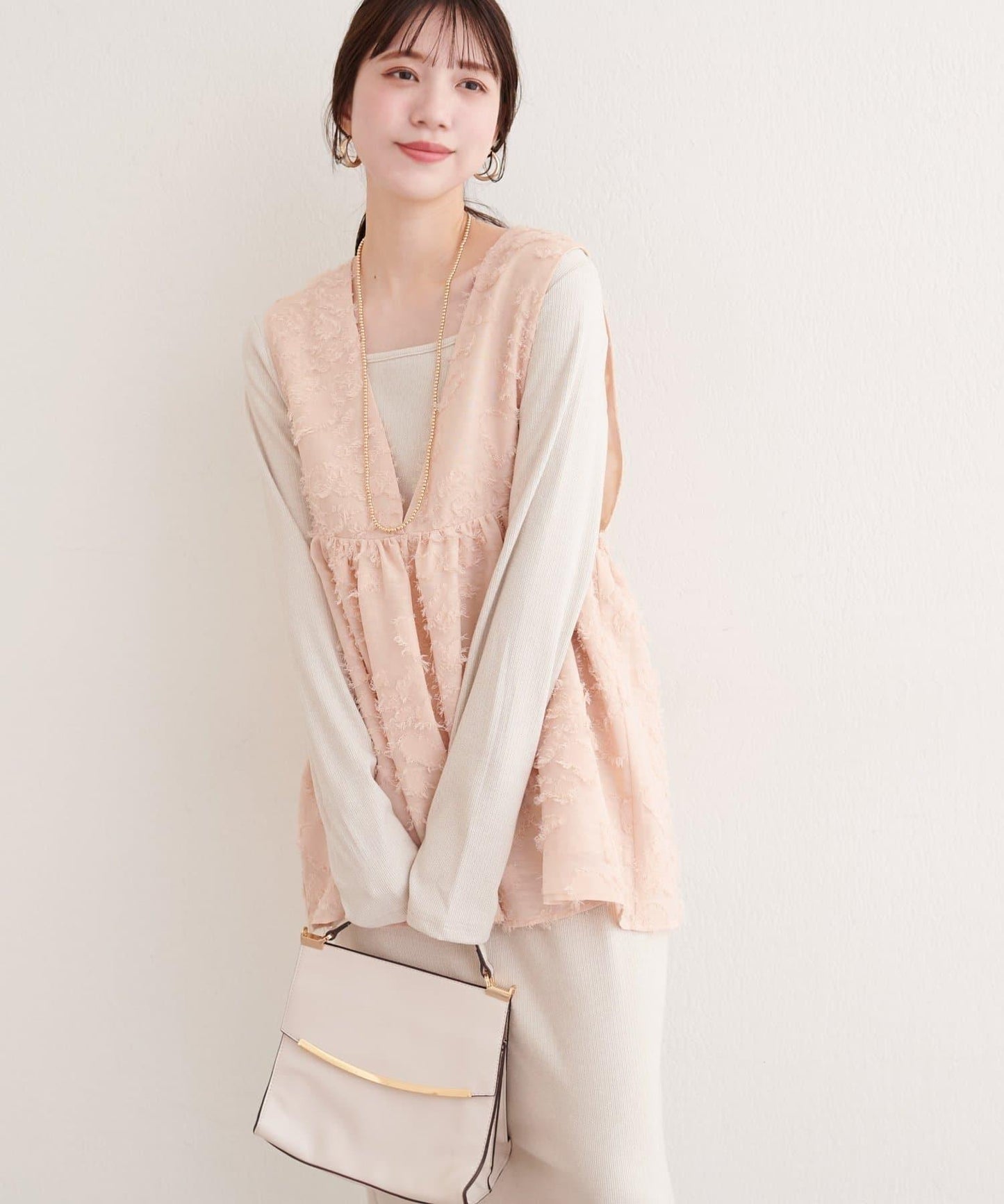 花卉提花背心×亮片連衣裙套裝