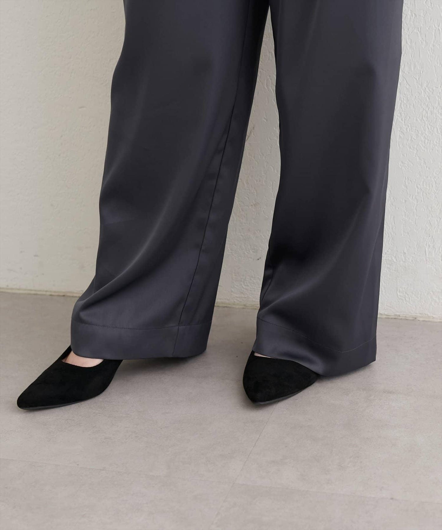 【natural couture】褶皺緞面長褲