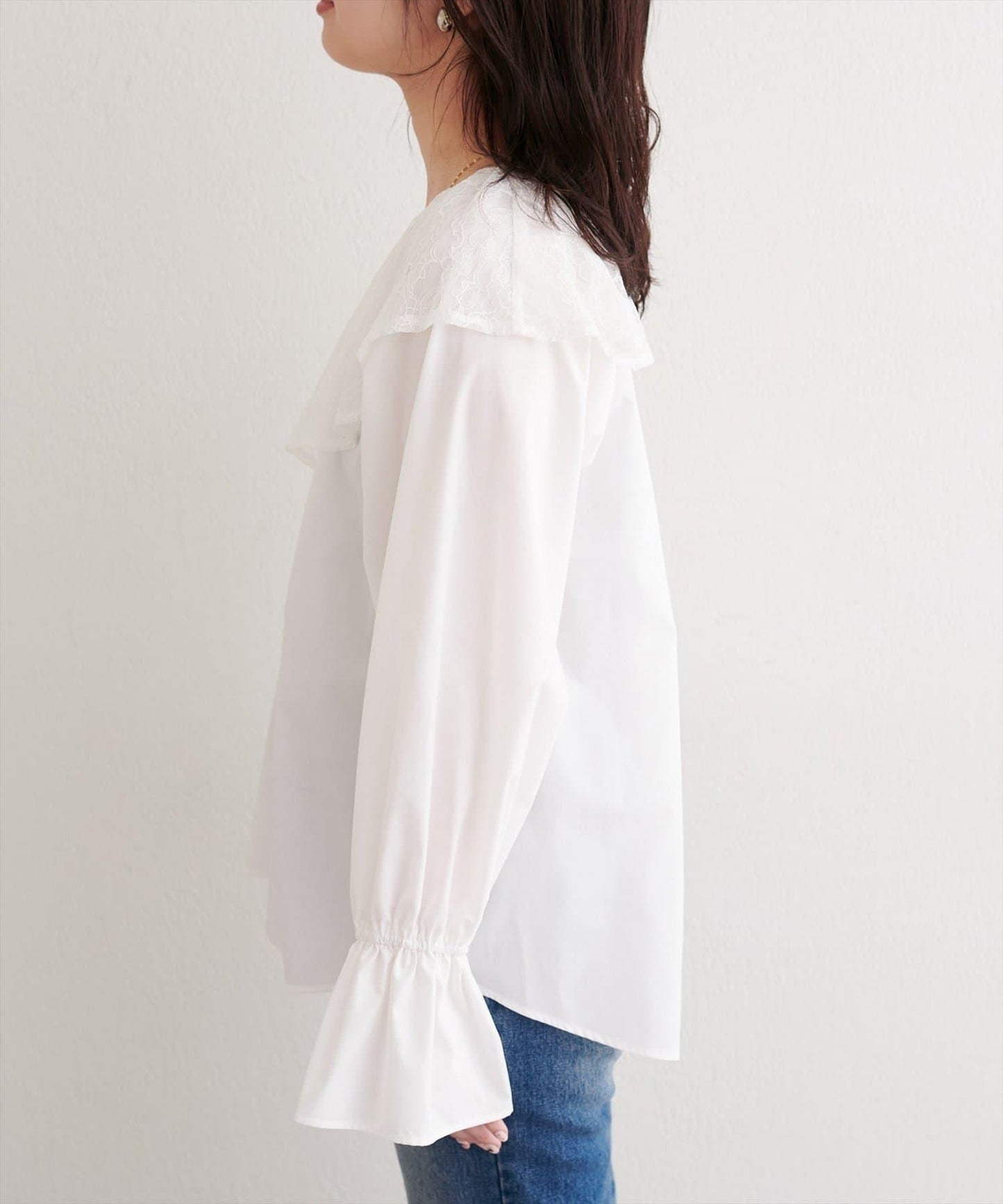 【natural couture】蕾絲斗篷領襯衫