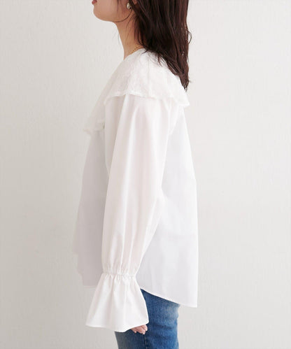 【natural couture】蕾絲斗篷領襯衫