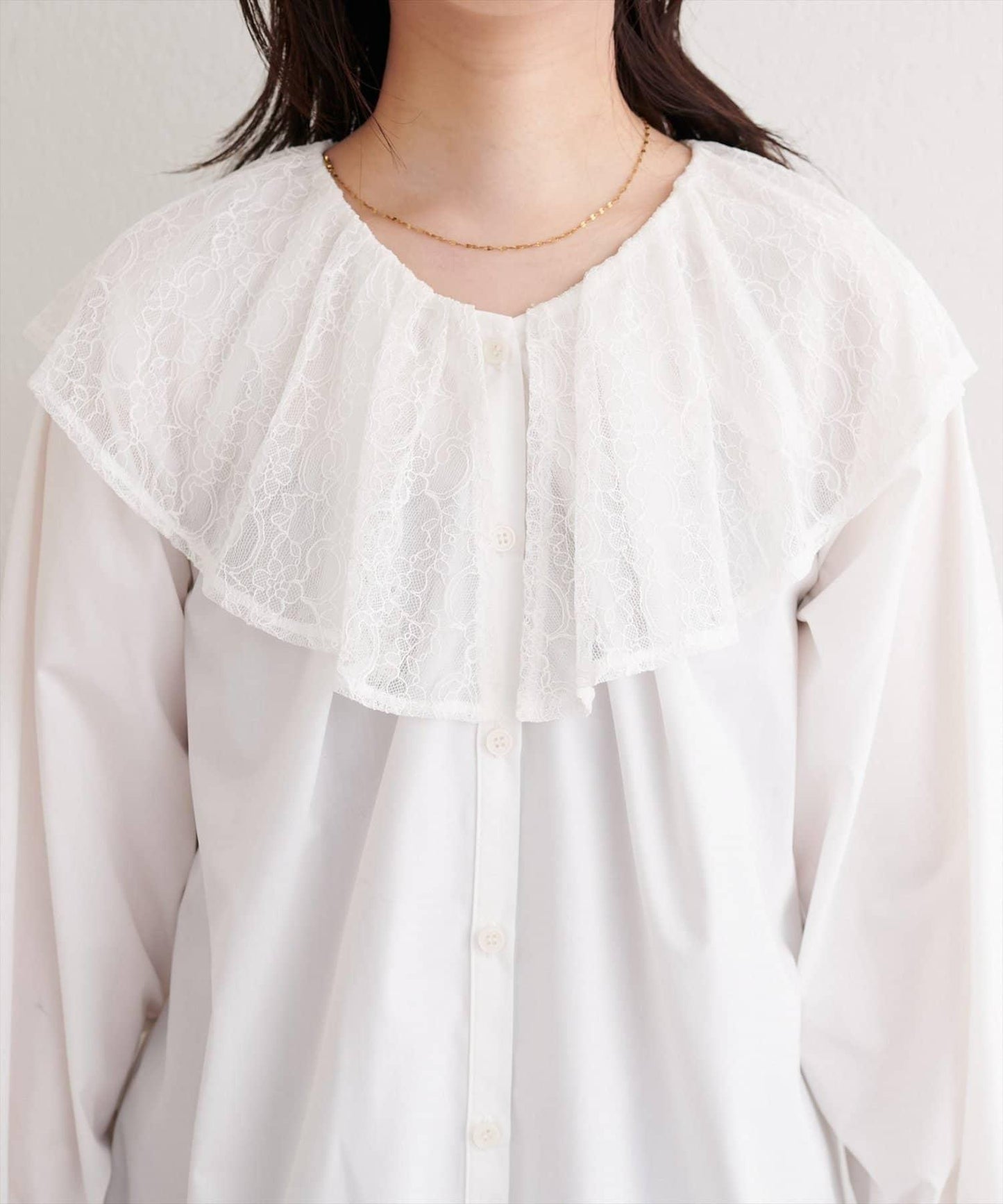 【natural couture】蕾絲斗篷領襯衫