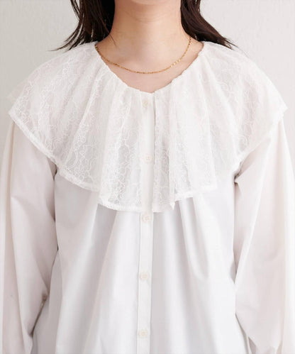 【natural couture】蕾絲斗篷領襯衫