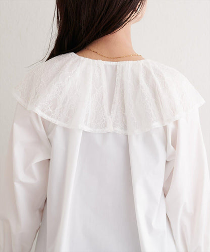 【natural couture】蕾絲斗篷領襯衫