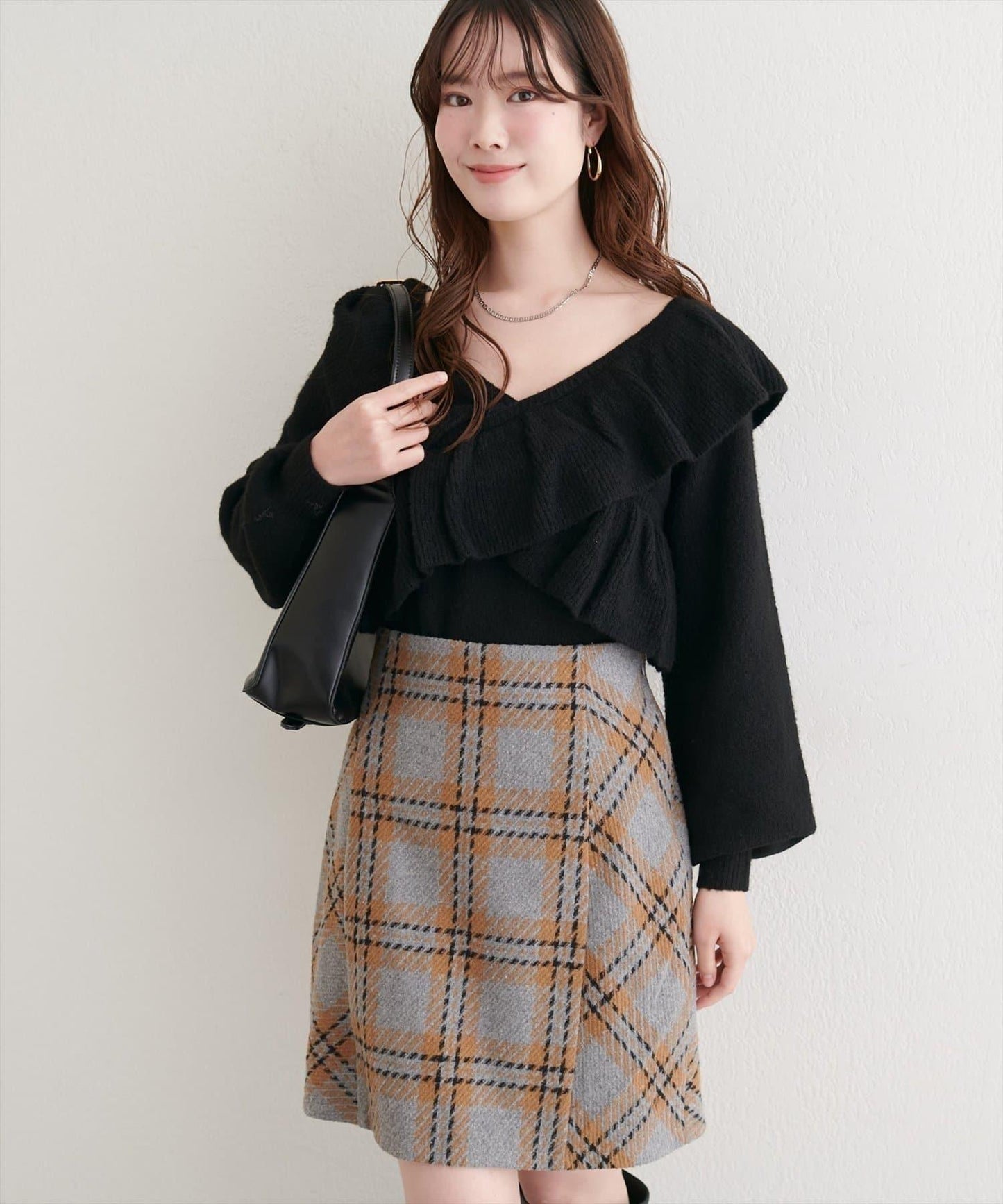 【natural couture】交叉荷葉邊針織衫