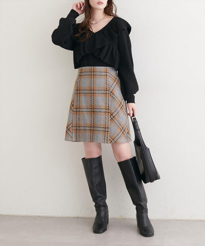 【natural couture】交叉荷葉邊針織衫