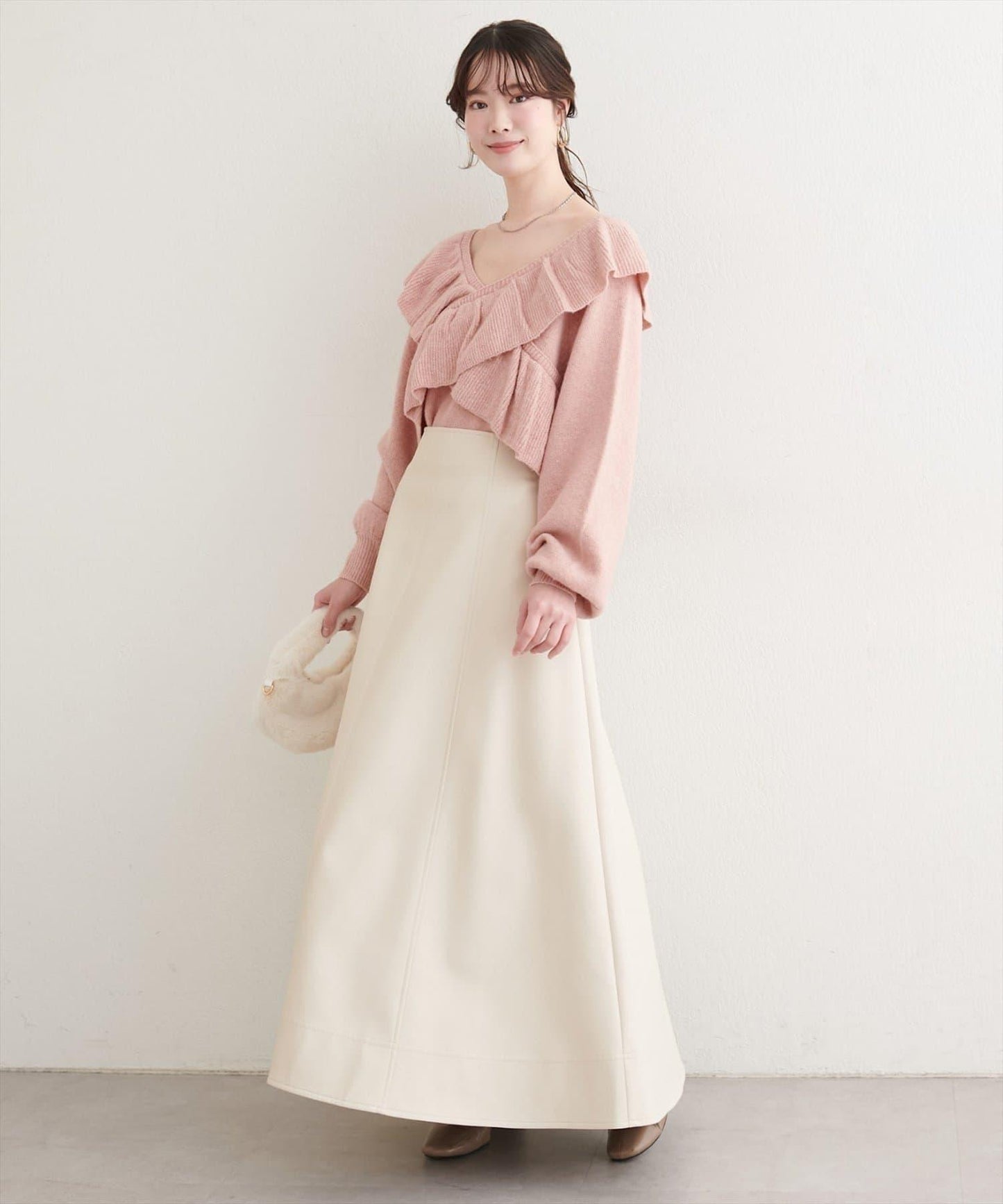 【natural couture】交叉荷葉邊針織衫