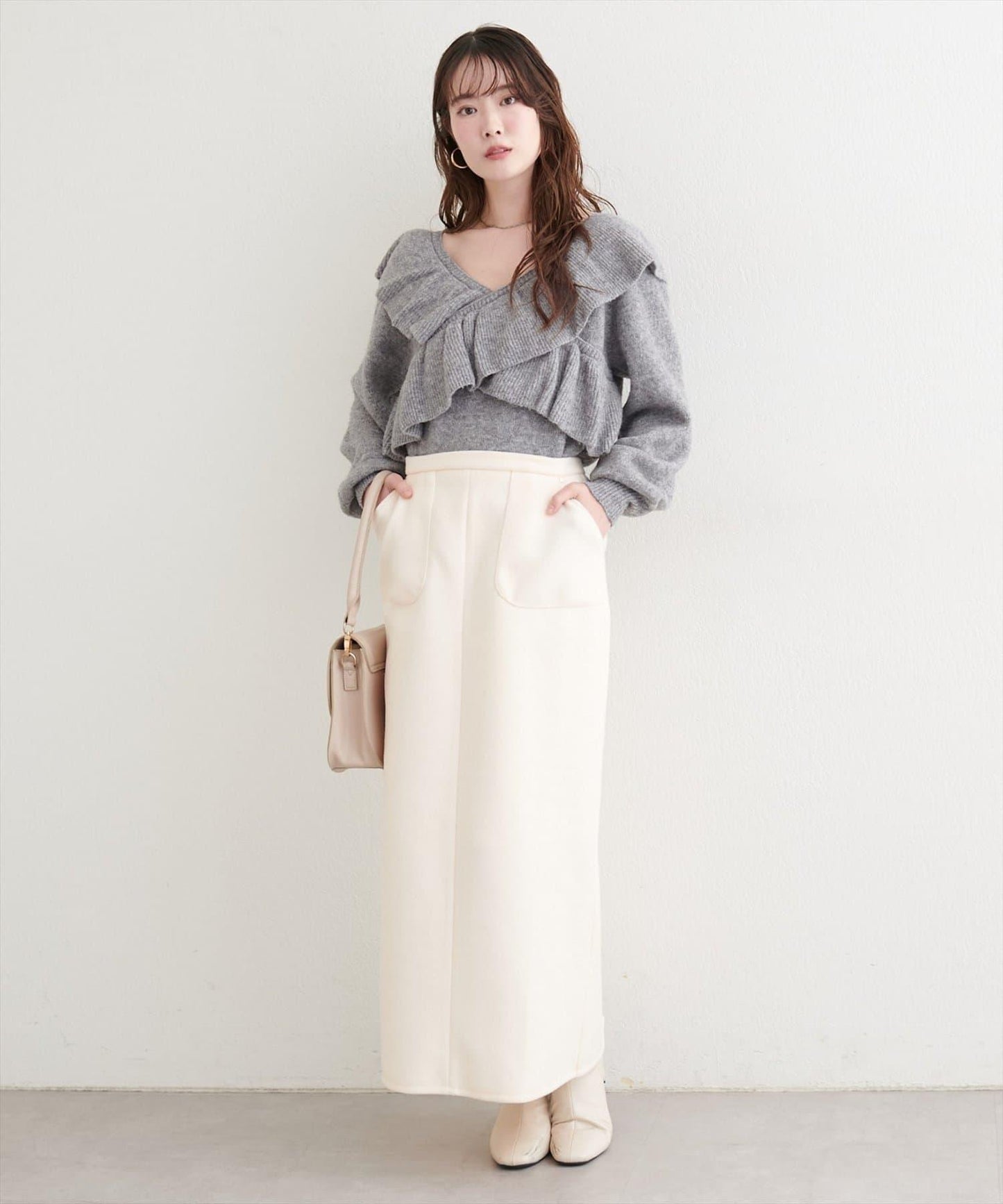 【natural couture】交叉荷葉邊針織衫