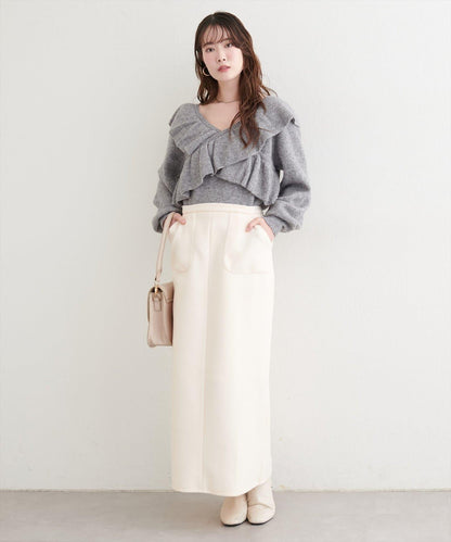 【natural couture】交叉荷葉邊針織衫