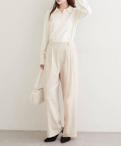 【natural couture】褶皺緞面長褲