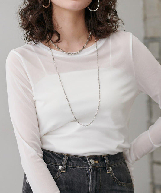 【LARUTA】網紗薄紗套頭衫