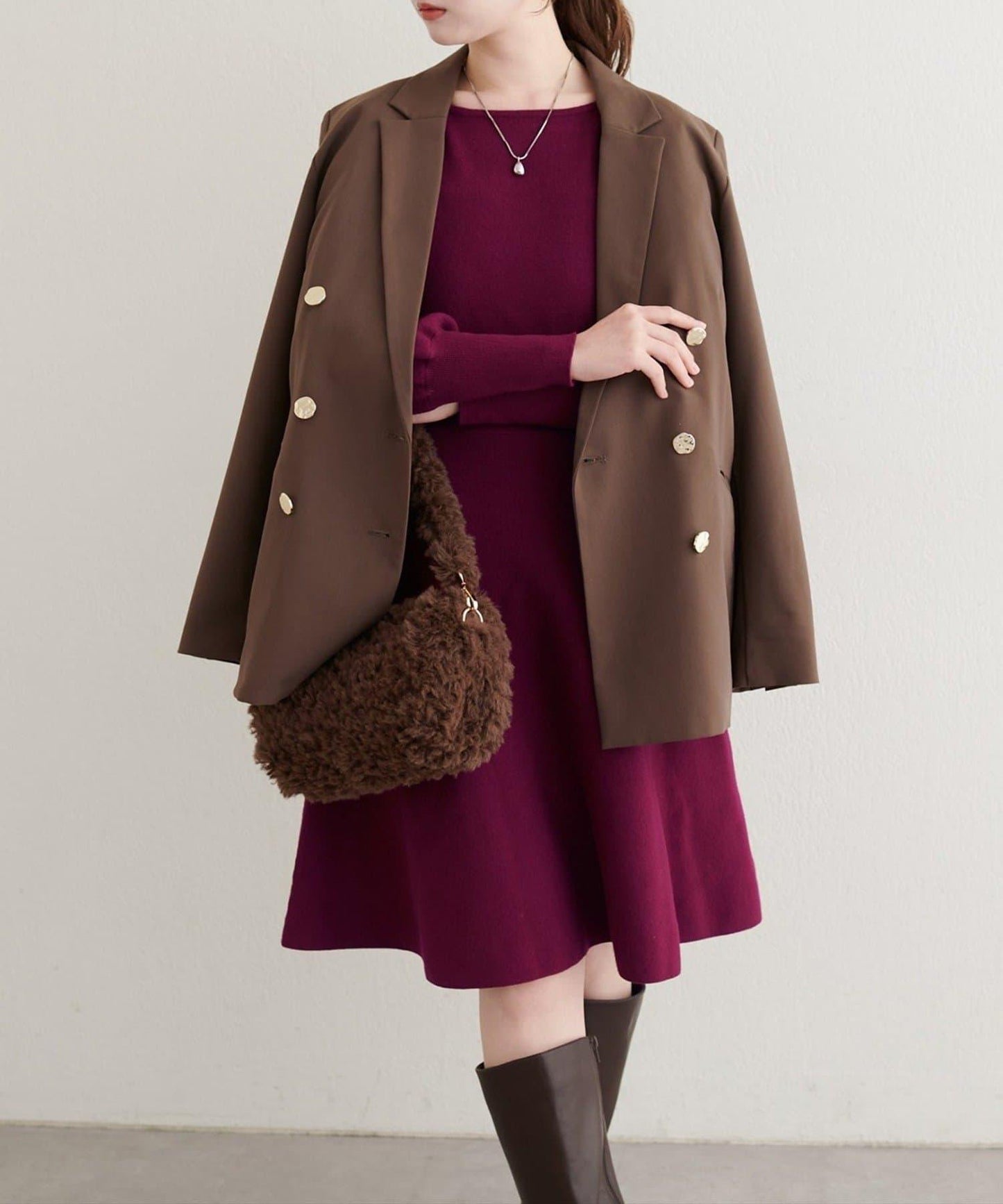 【natural couture】<ako>前後兩穿迷你連衣裙