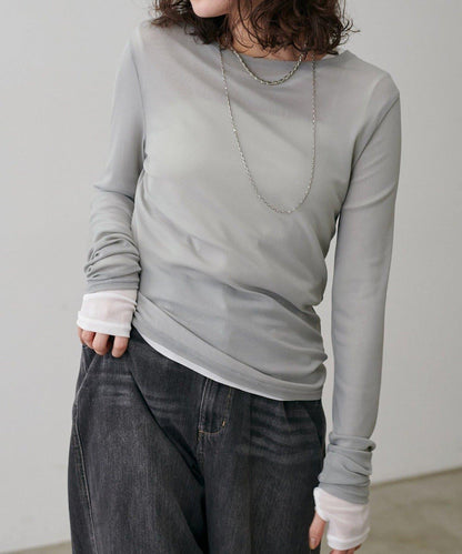 【LARUTA】網紗薄紗套頭衫