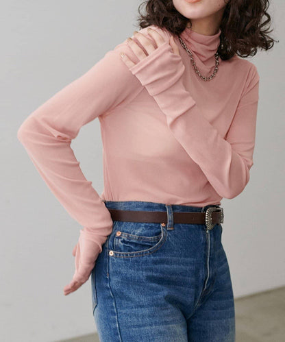 【LARUTA】網紗薄紗高領套頭衫