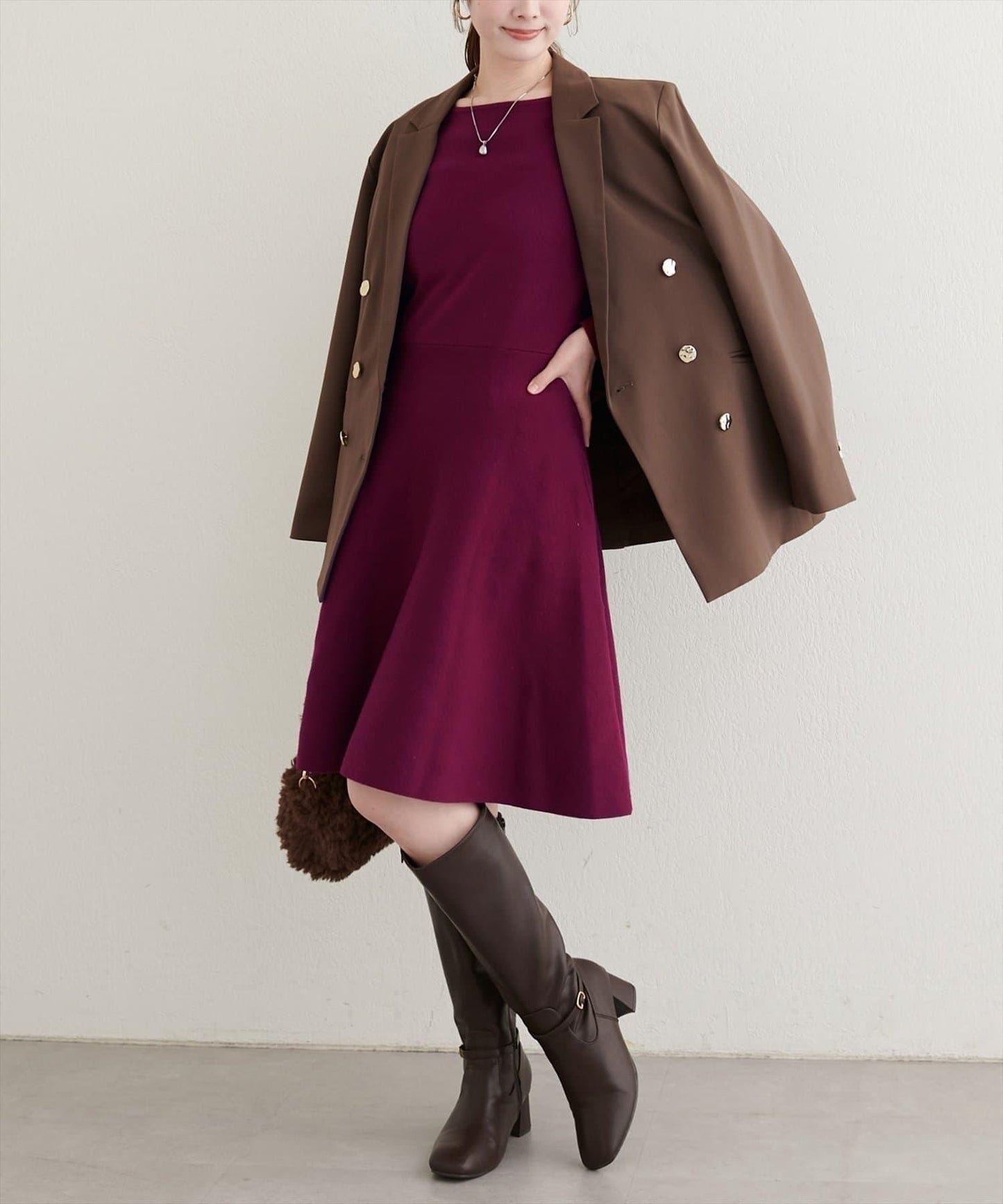 【natural couture】<ako>前後兩穿迷你連衣裙