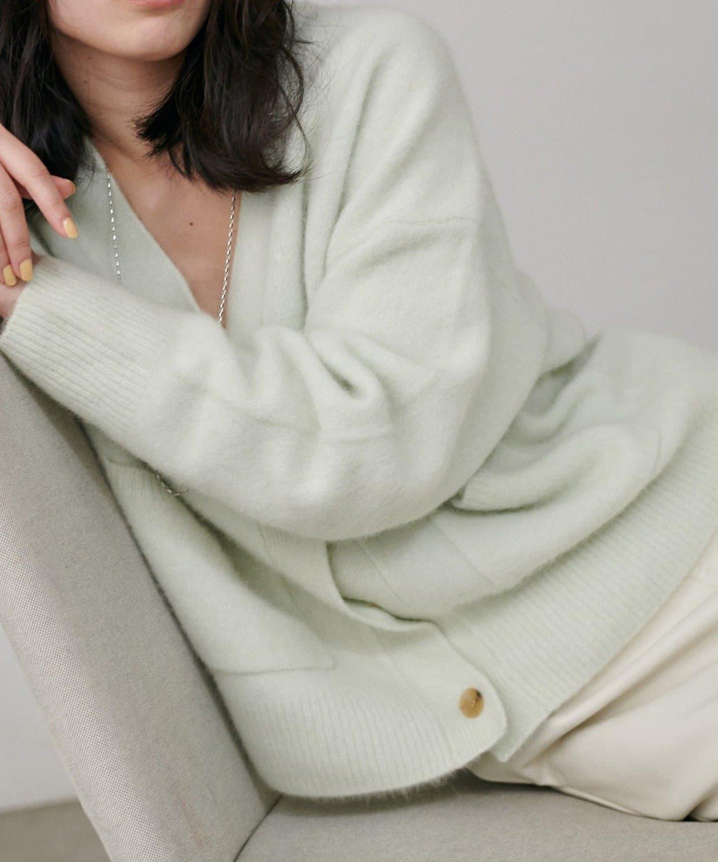 【LARUTA】狐狸毛羊毛蓬鬆開衫