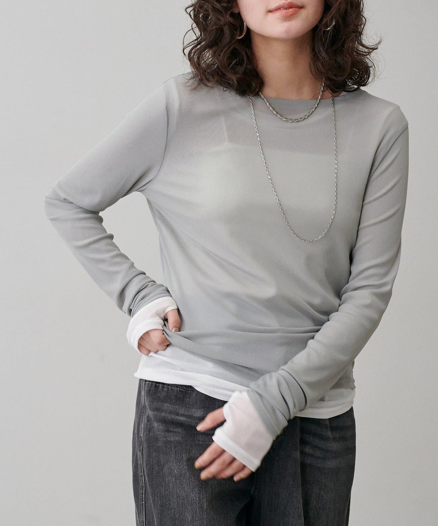 【LARUTA】網紗薄紗套頭衫