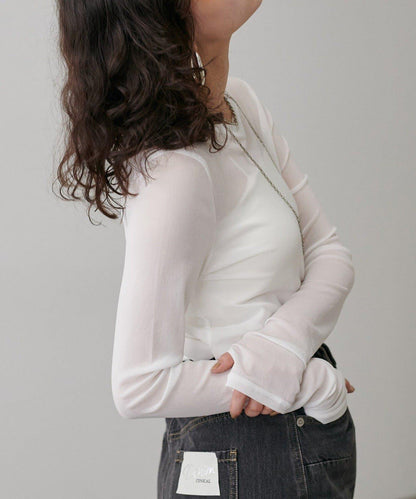 【LARUTA】網紗薄紗套頭衫