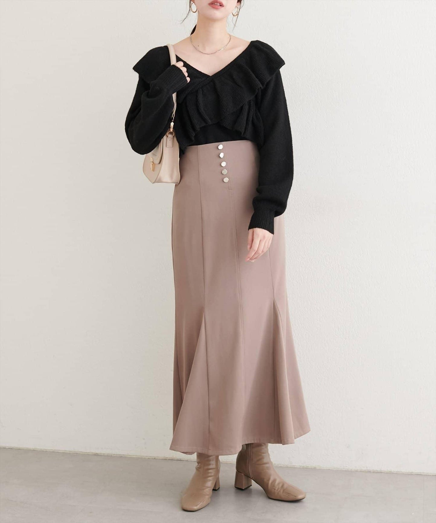 【natural couture】交叉荷葉邊針織衫