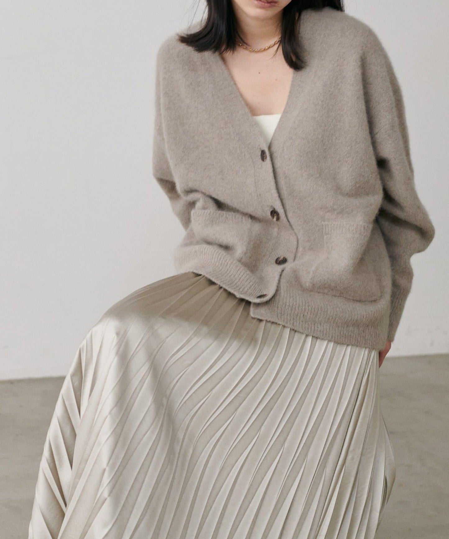 【LARUTA】狐狸毛羊毛蓬鬆開衫