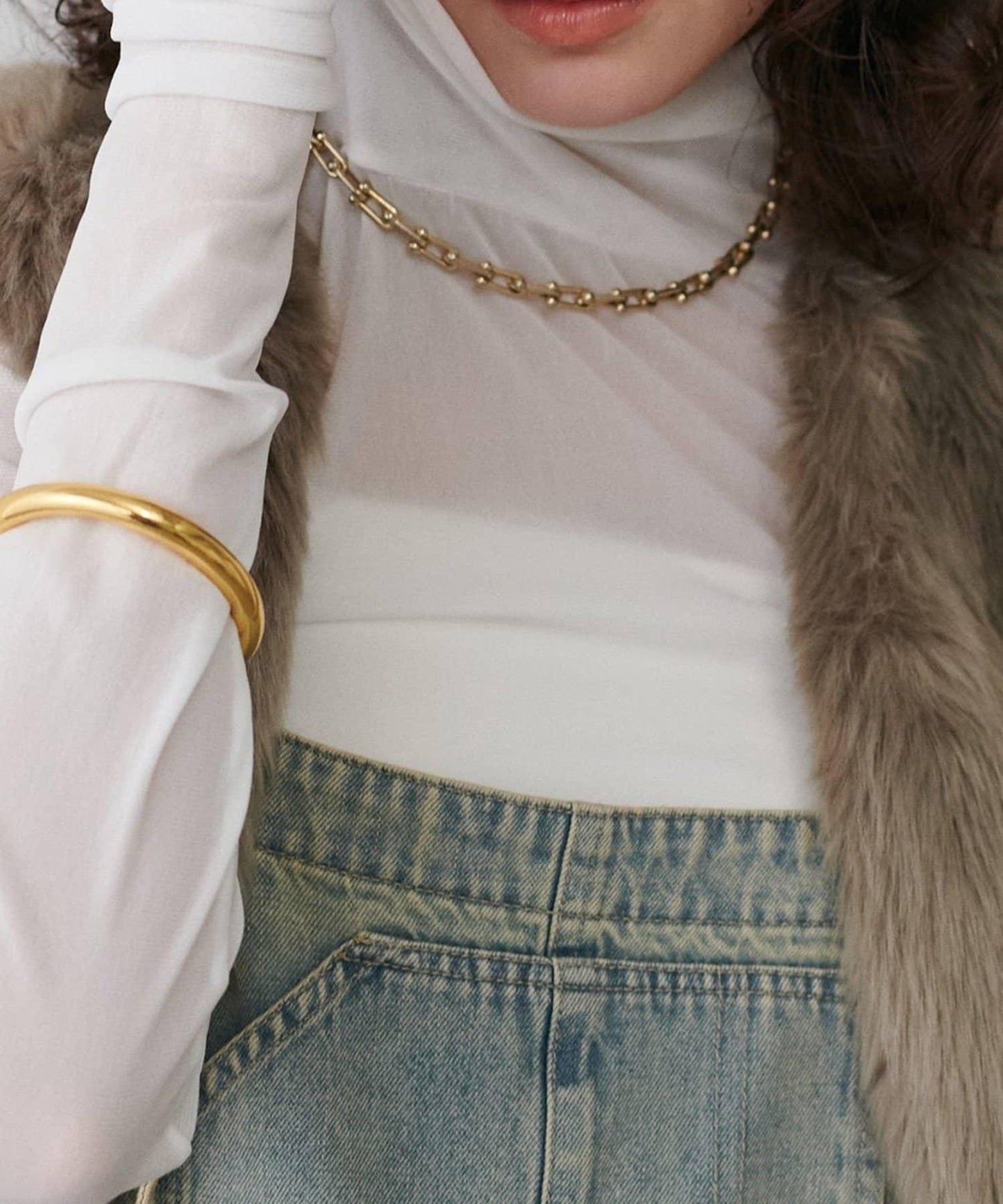 【LARUTA】網紗薄紗高領套頭衫