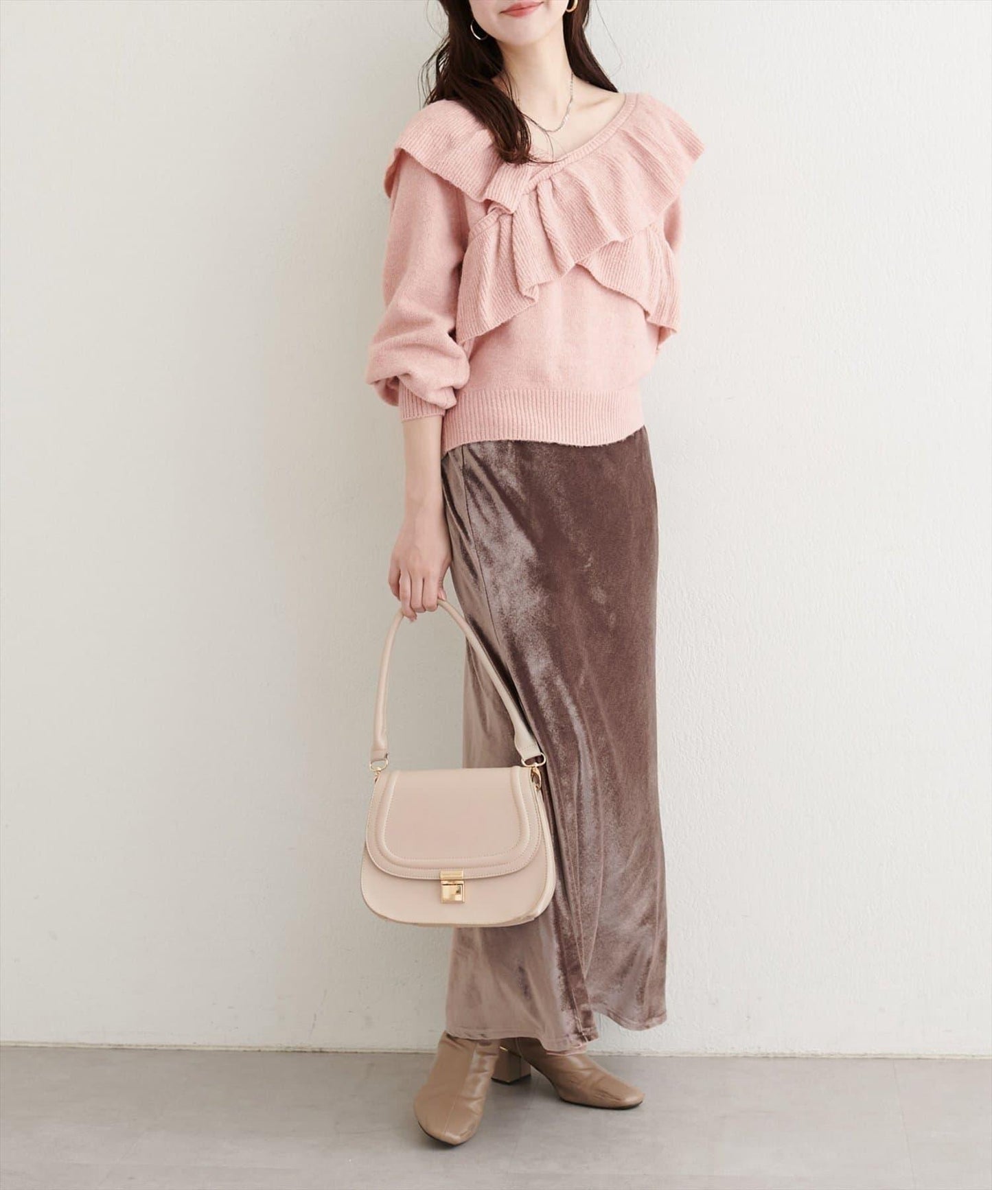 【natural couture】交叉荷葉邊針織衫