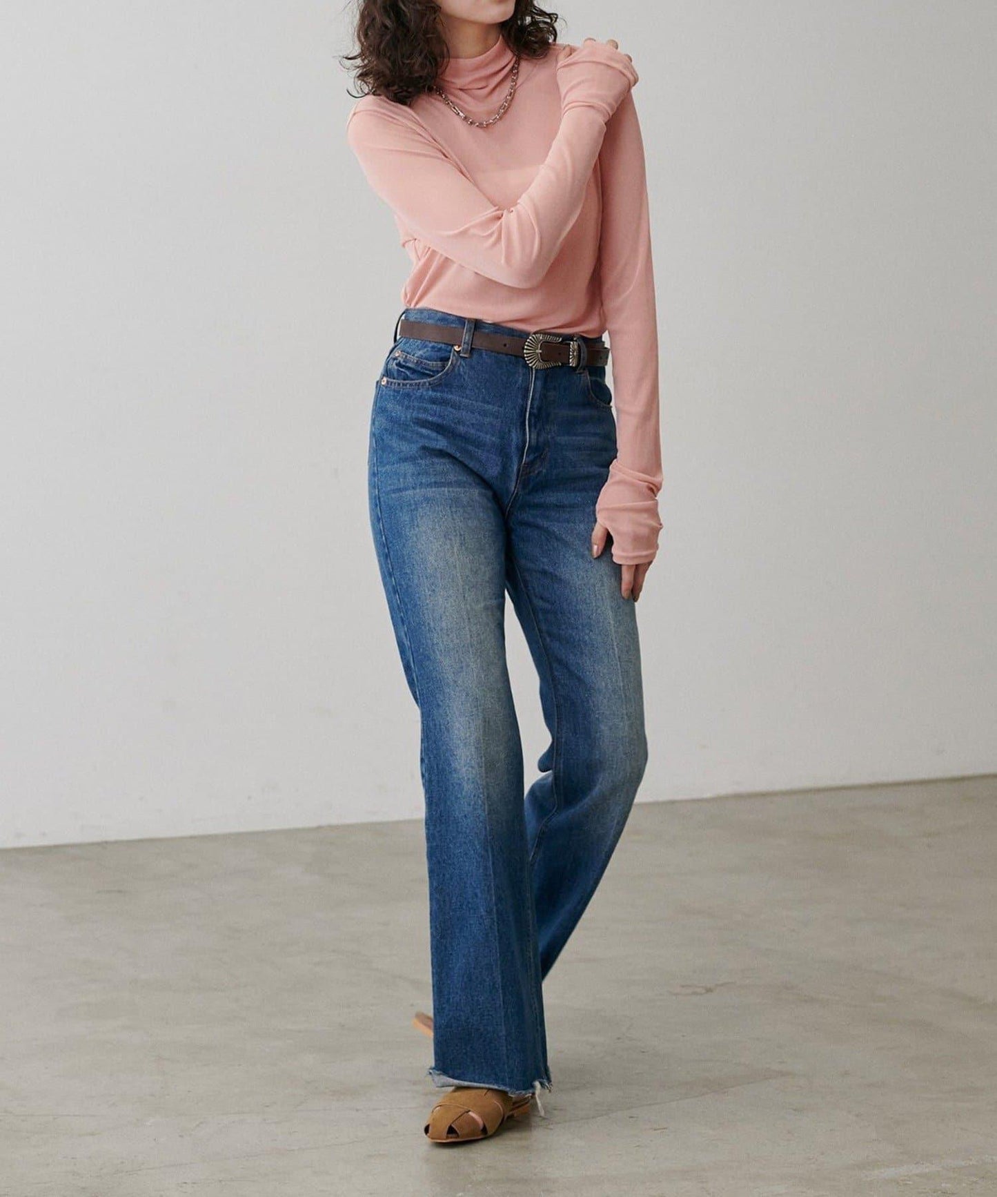 【LARUTA】網紗高領套頭衫