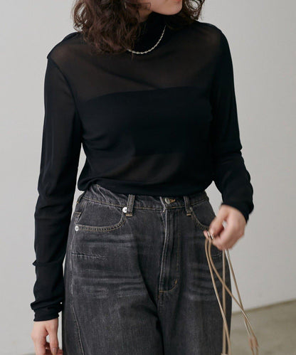 【LARUTA】網紗高領套頭衫