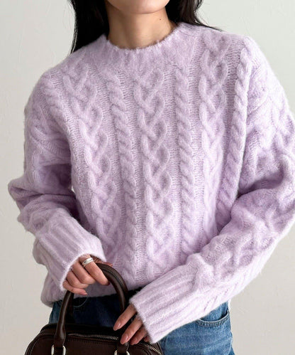 蓬鬆花紋針織套頭衫