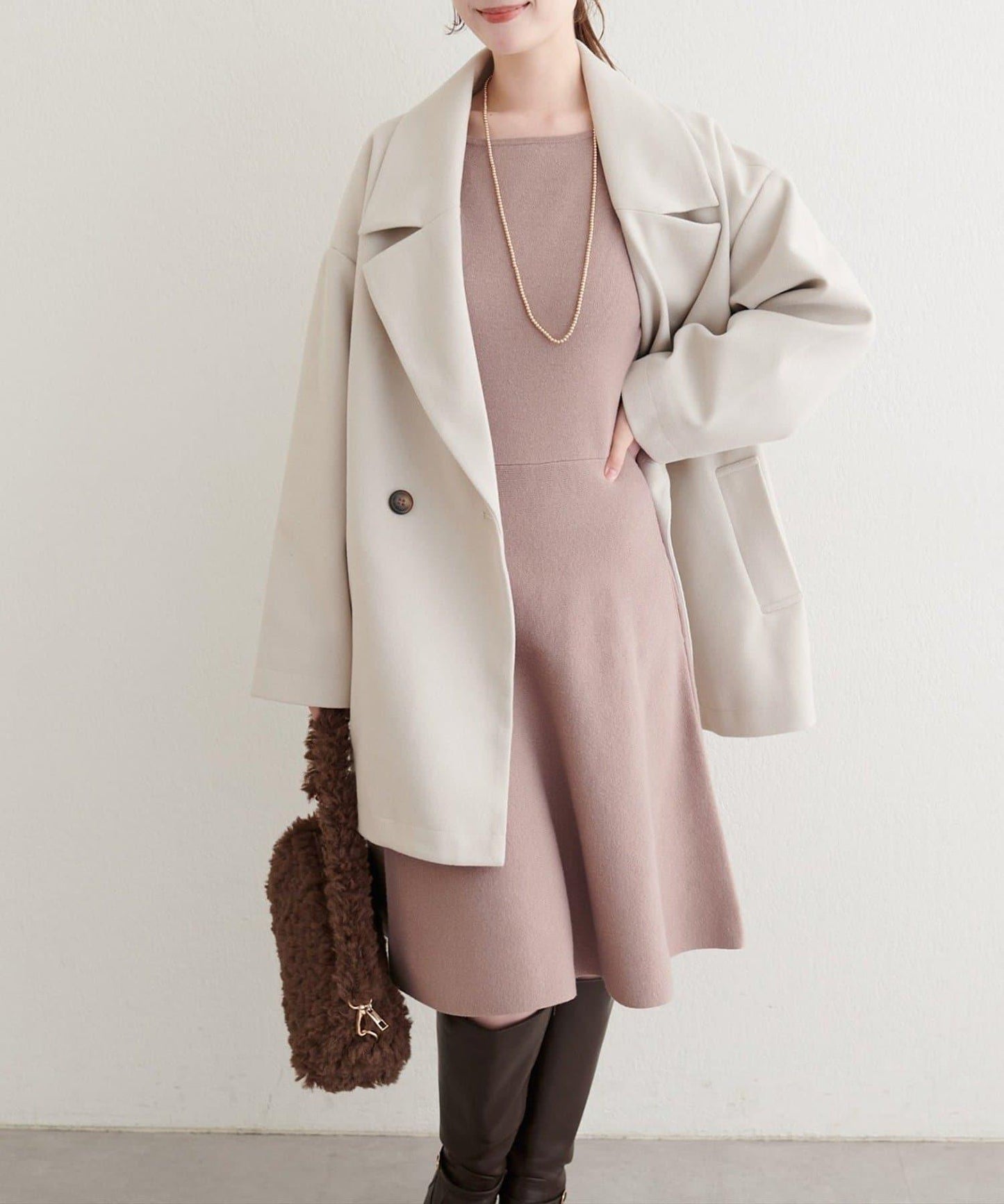 【natural couture】<ako>前後兩穿迷你連衣裙