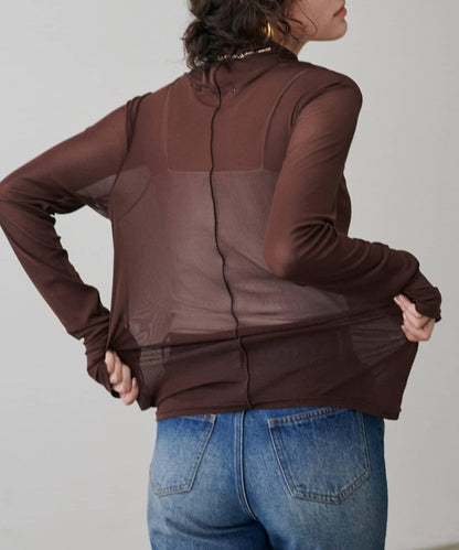 【LARUTA】網紗薄紗高領套頭衫