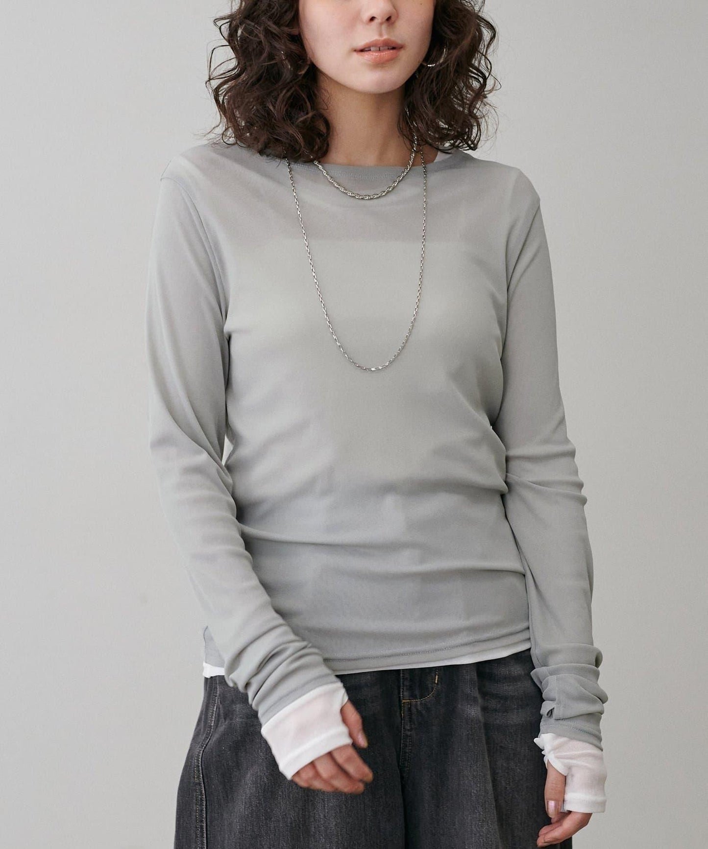 【LARUTA】網紗薄紗套頭衫