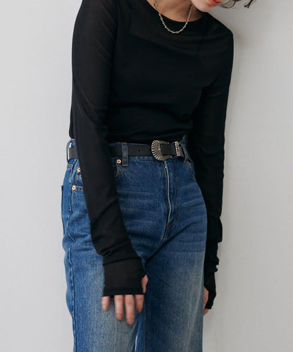 【LARUTA】網紗薄紗套頭衫