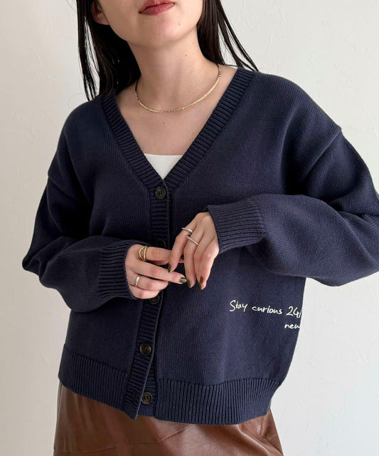 字母印花針織開衫