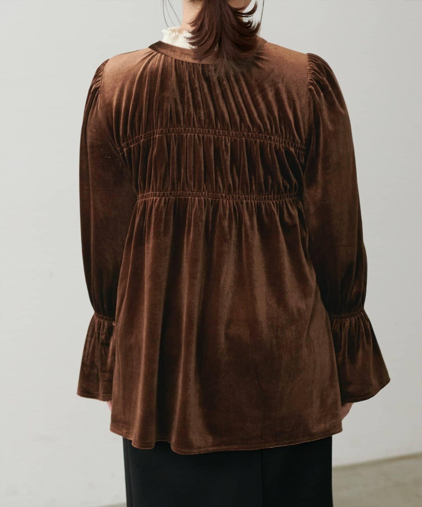 【natural couture】【canami】2WAY蝴蝶結天鵝絨襯衫